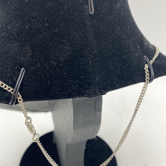 Silvertone Crystal Octagon Pendant necklace 11” - Picture 6 of 6